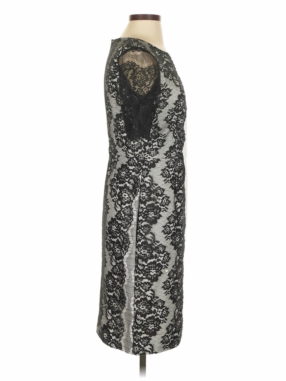 ANTONIO MELANI Black and White Lace Midi Sheath Dress - Picture 4 of 7